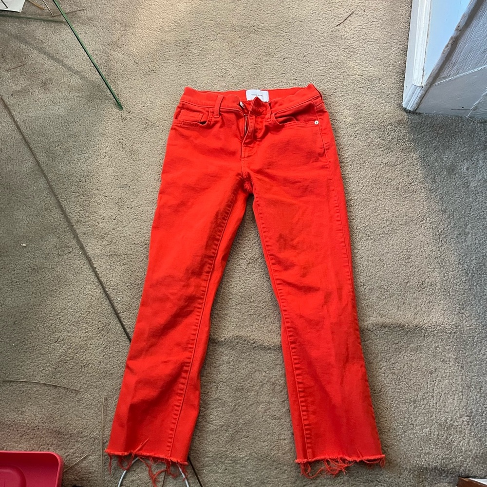 Current Elliot Cropped Orange Jeans